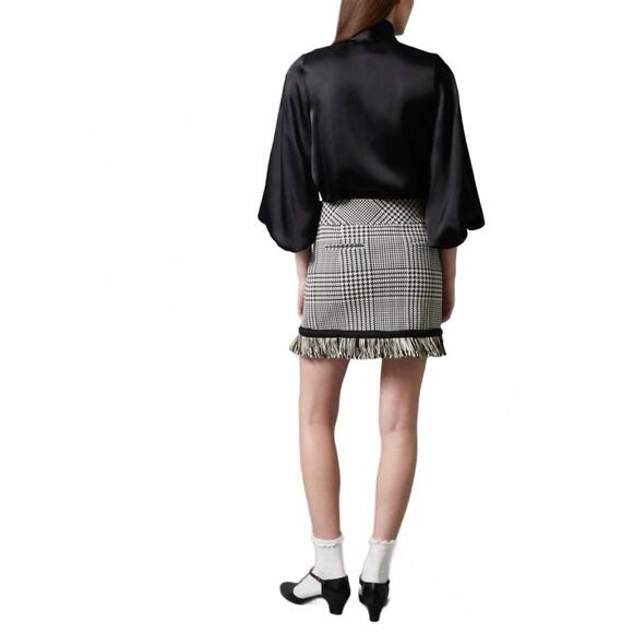 NEW HOPE FOR FLOWERS fringed mini dress in glen plaid - Picture 3 of 3